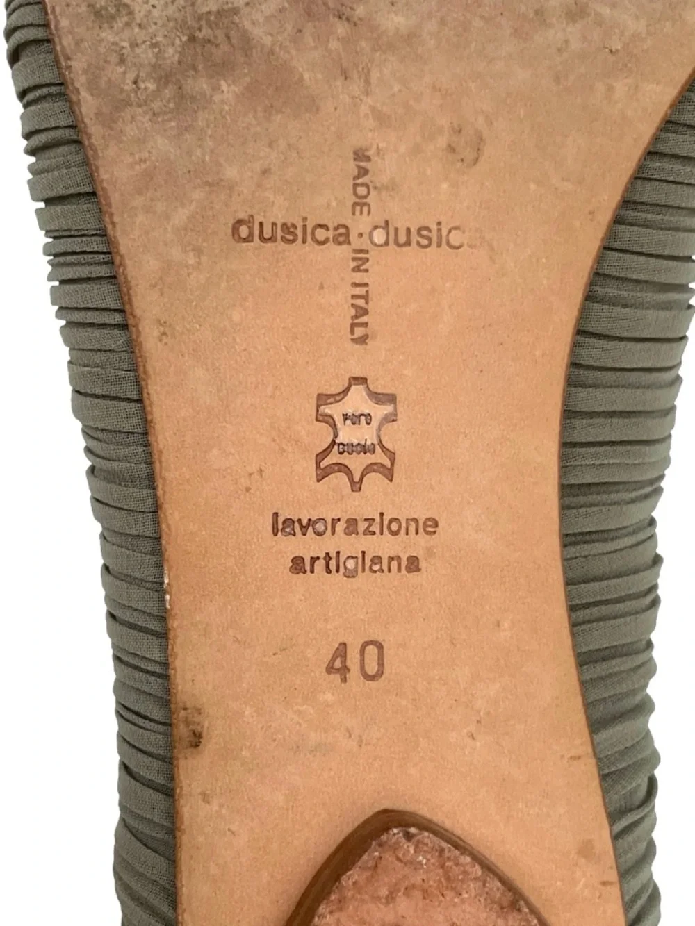 Dusica Sacks Pleated Ballet Flats Gray Sculpted Heel Italy 40